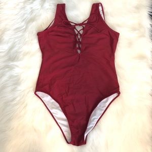 LACE UP ONE-PIECE SWIMSUIT